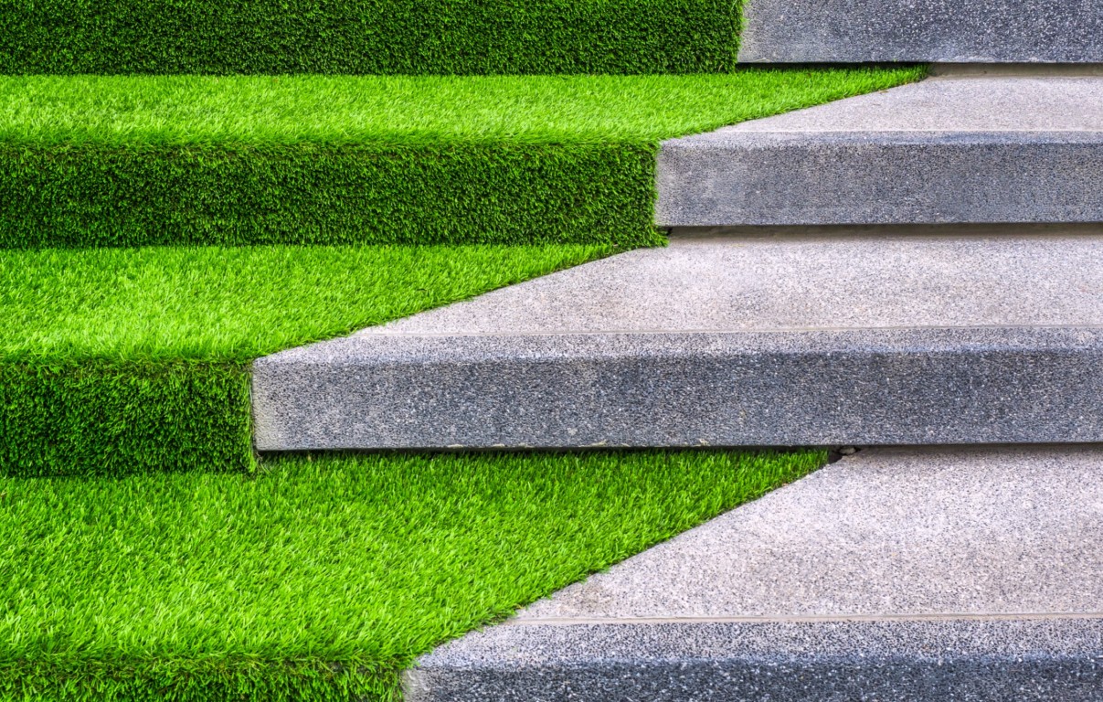 Durable safety turf installation for children's play area